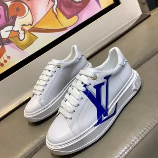 Louis Vuitton LV Trainer Zapatillas lifestyle de cuero blanco y azul oversized con monograma