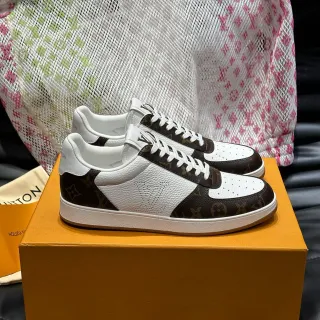 Louis Vuitton LV Trainer White Brown Perforated Leather Monogram Canvas Panels Lifestyle Sneakers