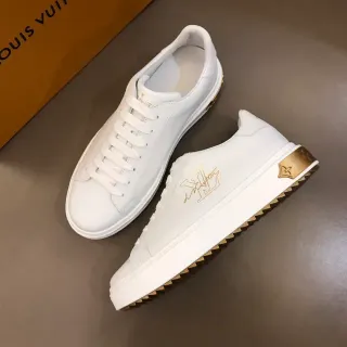 Louis Vuitton LV Trainer Zapatos Lifestyle Blanco Dorado Cuero con Logo