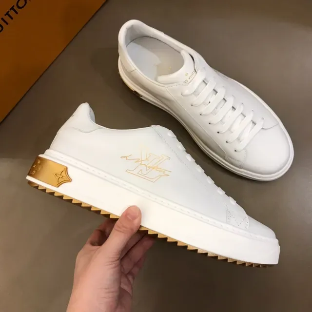 Louis Vuitton LV Trainer White Gold Leather Logo Lifestyle Sneakers 8
