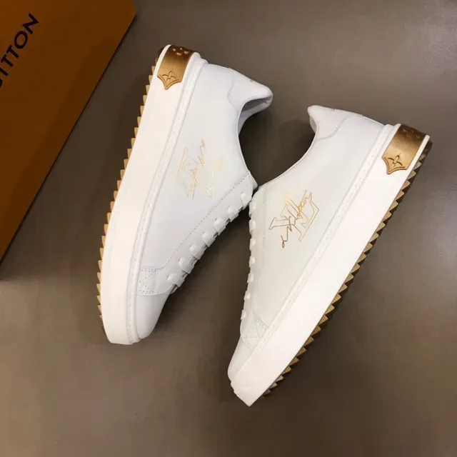 Louis Vuitton LV Trainer White Gold Leather Logo Lifestyle Sneakers 9