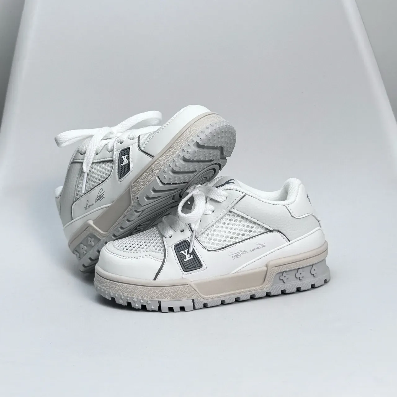 Louis Vuitton LV Trainer White Pink Chunky Sculpted Sole Mesh-and-Leather Upper Lifestyle Sneakers 4