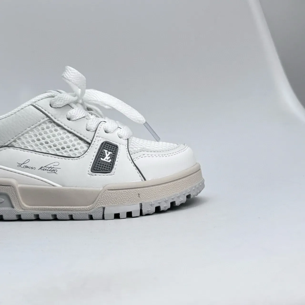 Louis Vuitton LV Trainer White Pink Chunky Sculpted Sole Mesh-and-Leather Upper Lifestyle Sneakers 11