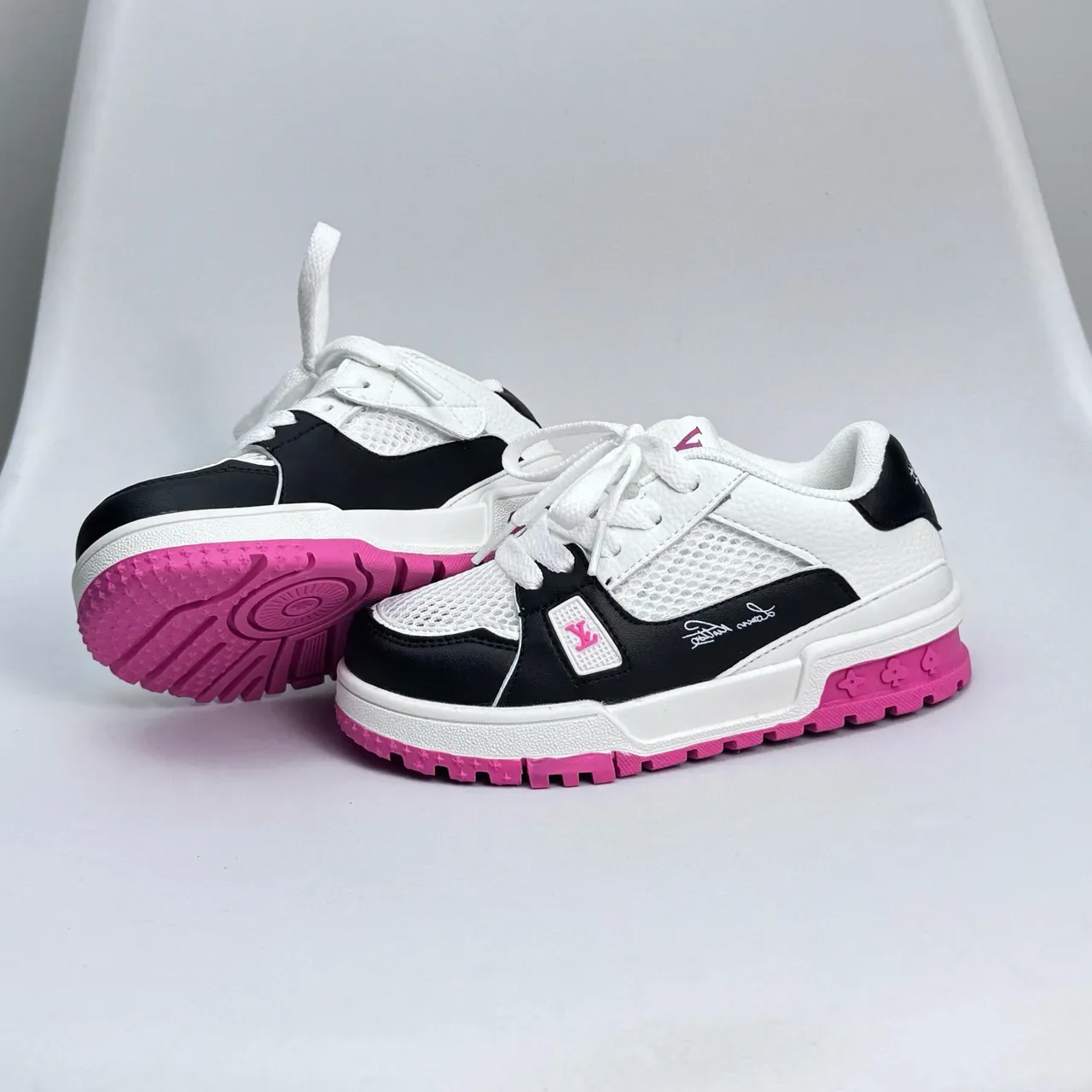 Louis Vuitton LV Trainer White Pink Chunky Sculpted Sole Mesh-and-Leather Upper Lifestyle Sneakers 21