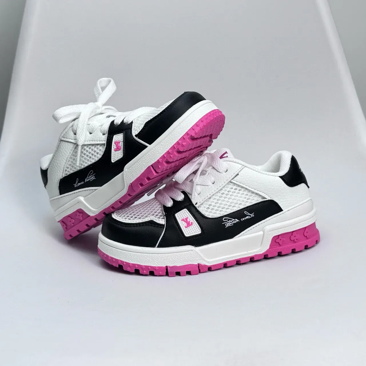 Louis Vuitton LV Trainer White Pink Chunky Sculpted Sole Mesh-and-Leather Upper Lifestyle Sneakers 22