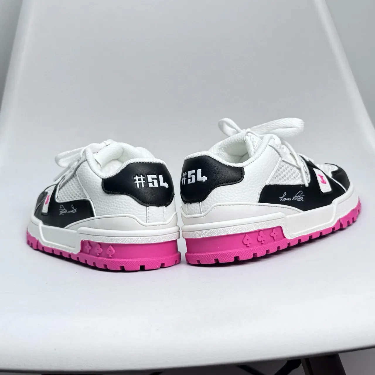 Louis Vuitton LV Trainer White Pink Chunky Sculpted Sole Mesh-and-Leather Upper Lifestyle Sneakers 24