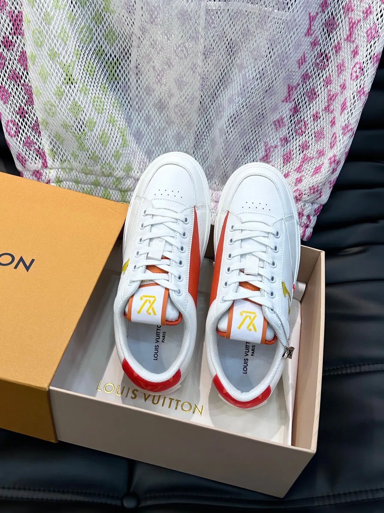 Louis Vuitton LV Trainer White Red Low-Top Leather Upper Lifestyle Sneakers 3