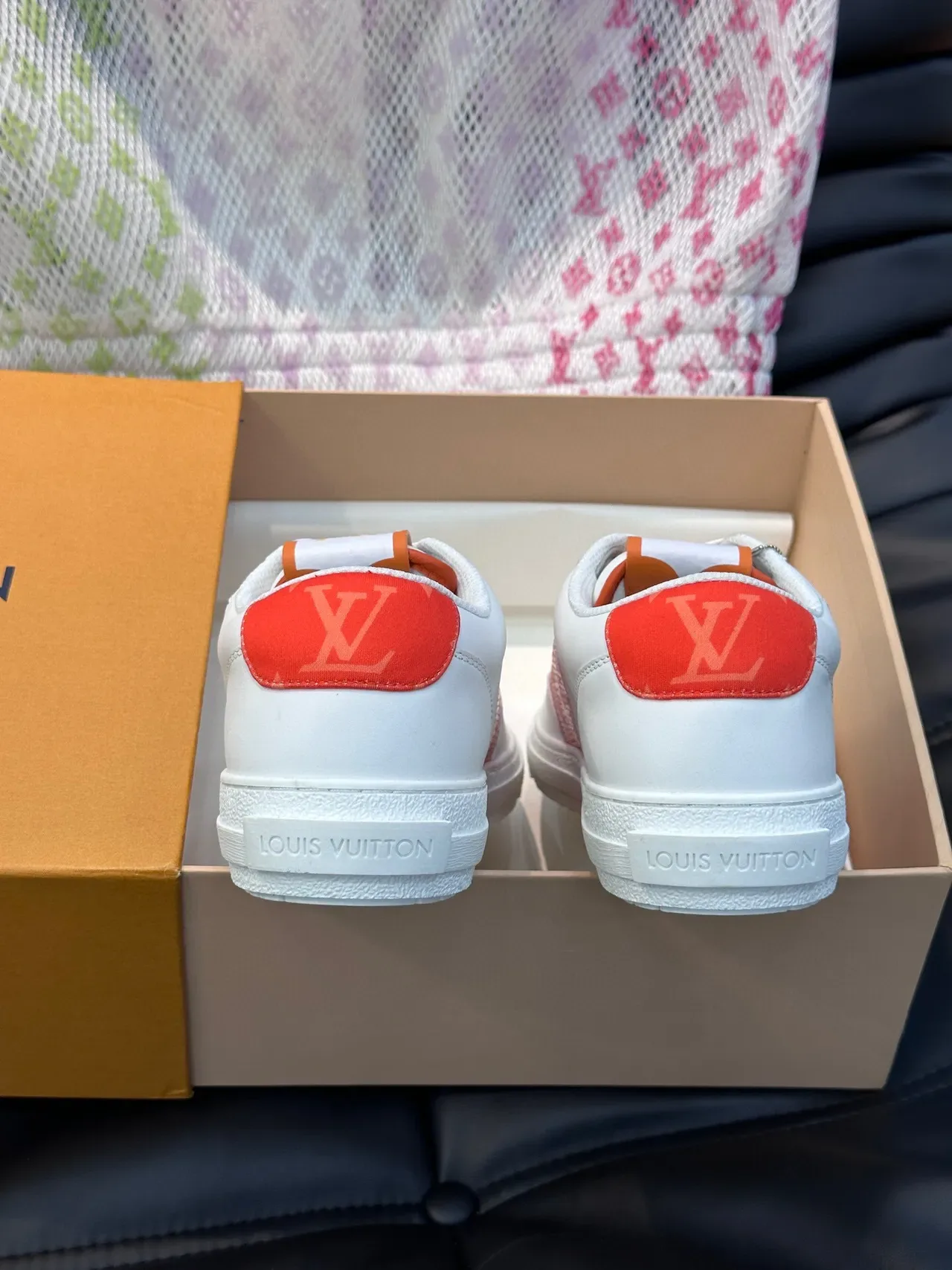 Louis Vuitton LV Trainer White Red Low-Top Leather Upper Lifestyle Sneakers 4