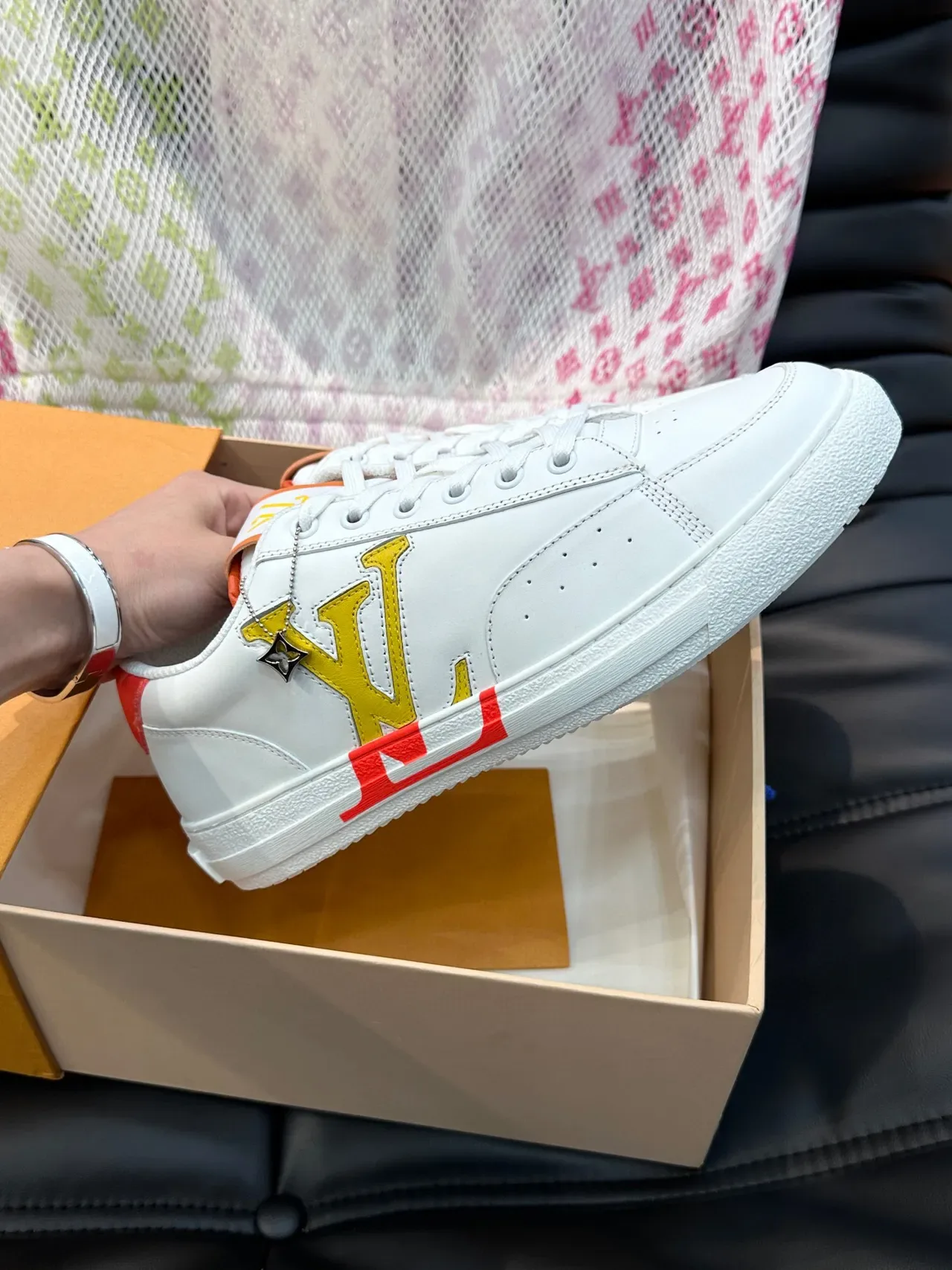 Louis Vuitton LV Trainer White Red Low-Top Leather Upper Lifestyle Sneakers 5