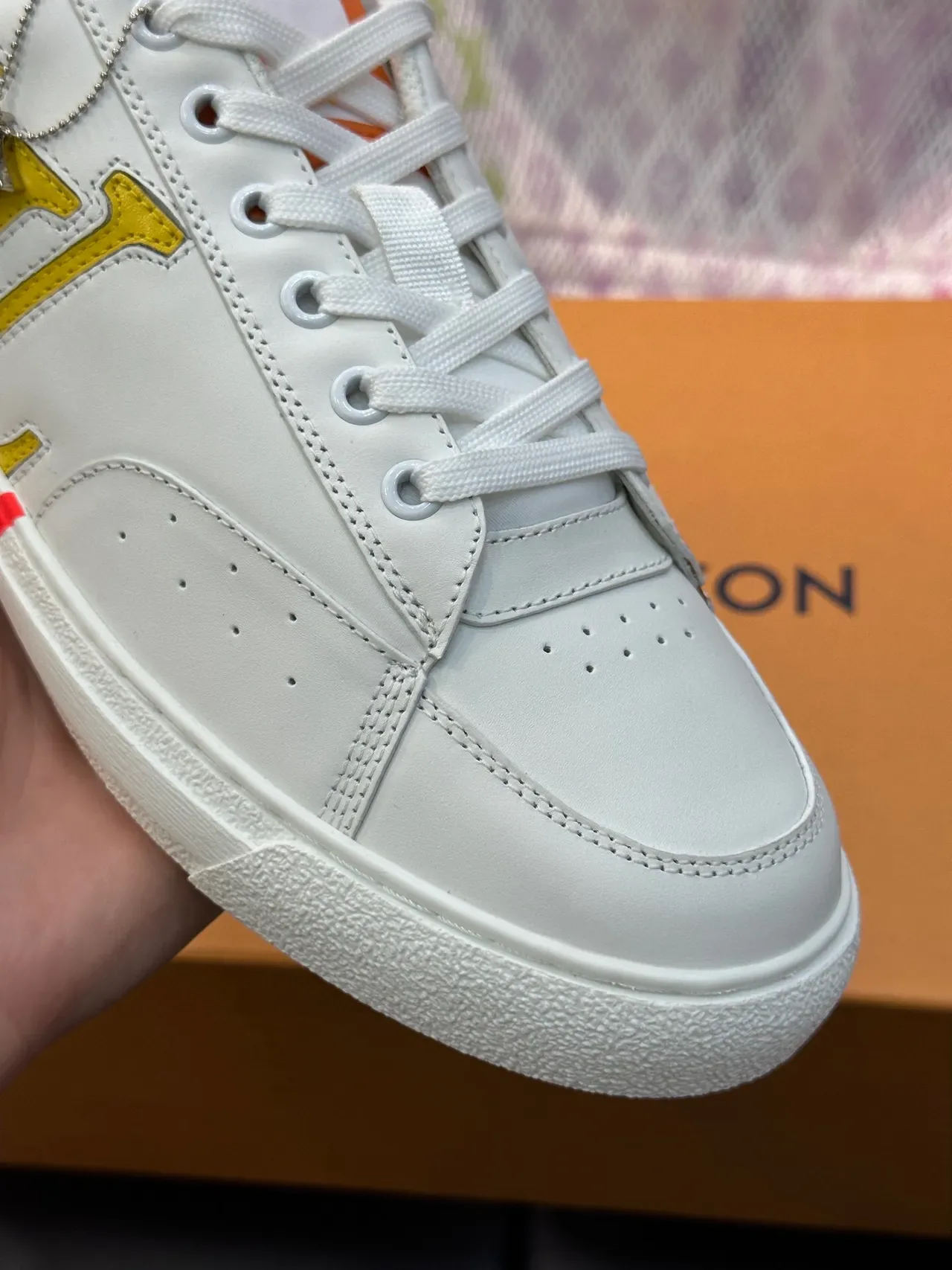 Louis Vuitton LV Trainer White Red Low-Top Leather Upper Lifestyle Sneakers 6