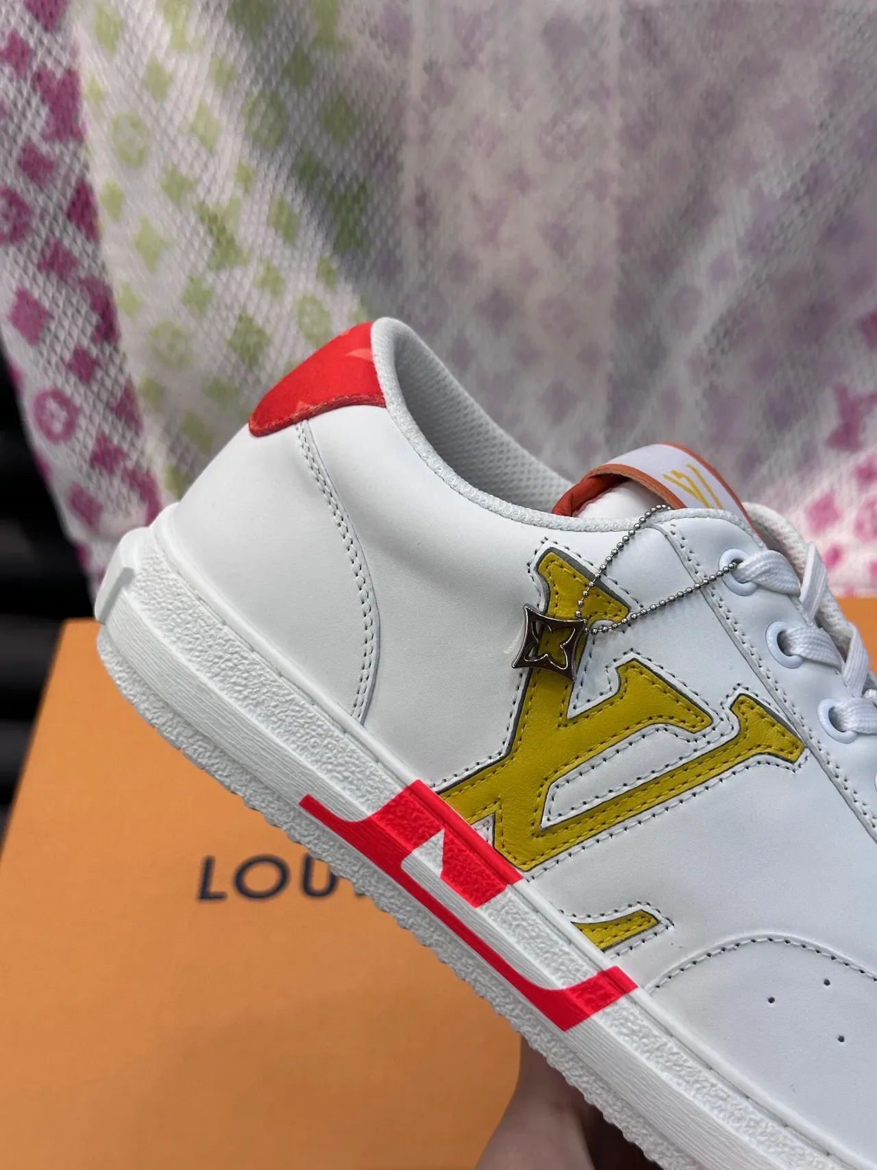 Louis Vuitton LV Trainer White Red Low-Top Leather Upper Lifestyle Sneakers 7