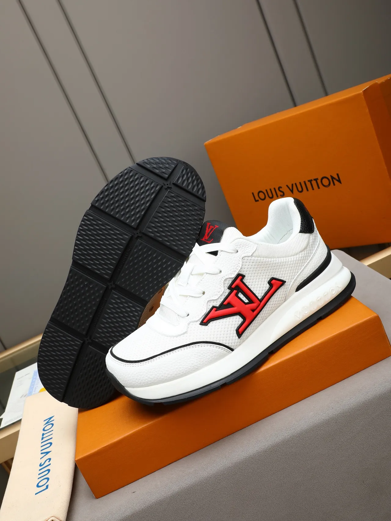 Louis Vuitton LV Trainer White Red Mesh Upper Oversized Monogram Lifestyle Sneakers 4