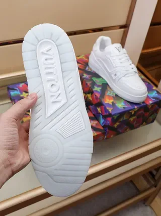 Louis Vuitton LV Trainer White Silver Leather Perforated Toe Lifestyle Sneakers 5