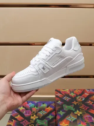 Louis Vuitton LV Trainer White Silver Leather Perforated Toe Lifestyle Sneakers 6