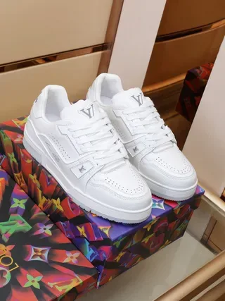 Louis Vuitton LV Trainer White Silver Leather Perforated Toe Lifestyle Sneakers 7