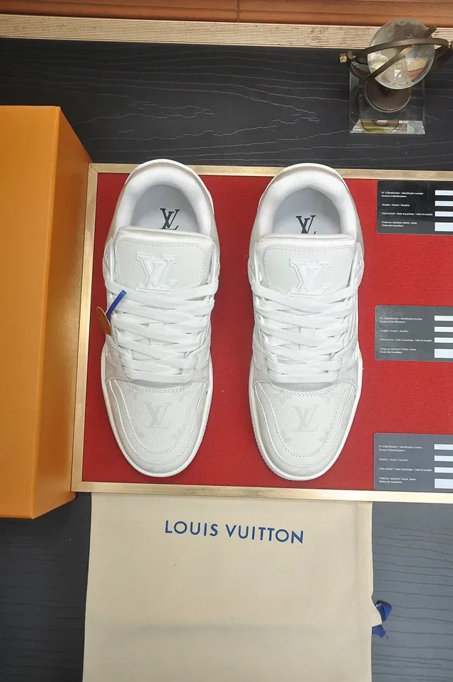 Louis Vuitton LV Trainer White Textured Leather Upper Lifestyle Sneakers 5