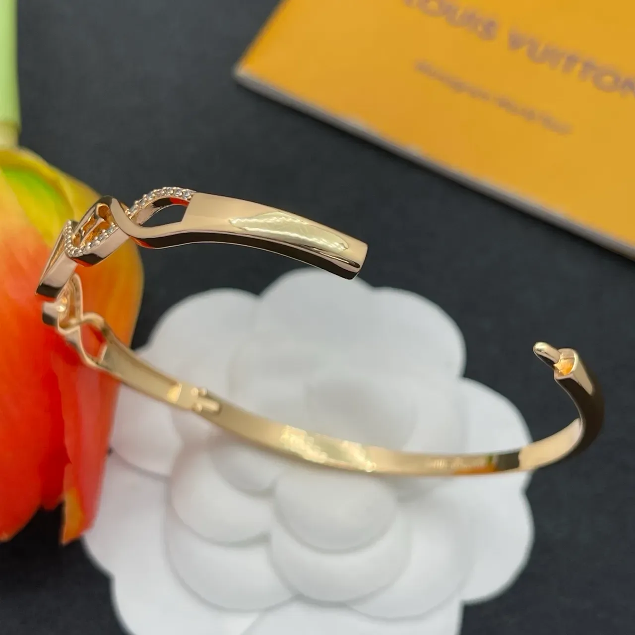 Louis Vuitton LV Twist Rose Gold Pavé Monogram Bracelet 4