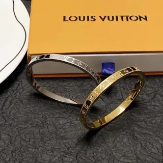 Louis Vuitton Monogram Bangle Gold Black Beaded-Edge Bracelet
