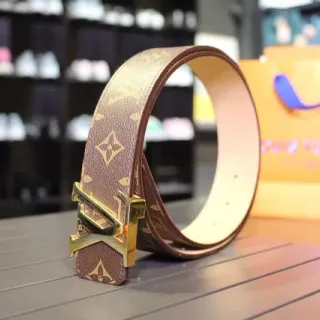 Louis Vuitton Monogram Canvas Belt Brown Gold Turnlock Buckle Leather Belt