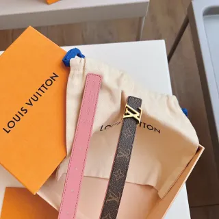 Louis Vuitton Monogram Canvas Belt Brown Pink Smooth Leather Belt