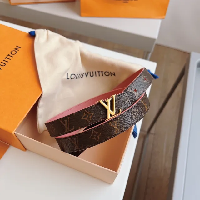 Louis Vuitton Monogram Canvas Belt বাদামি গোলাপি মসৃণ চামড়া বেল্ট 5