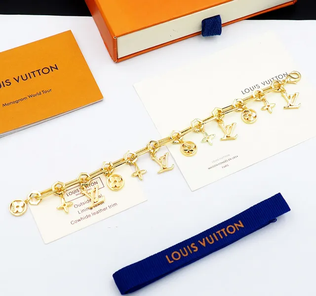 Louis Vuitton Monogram Charm Bracelet Gold-Tone Metal Bracelet 3