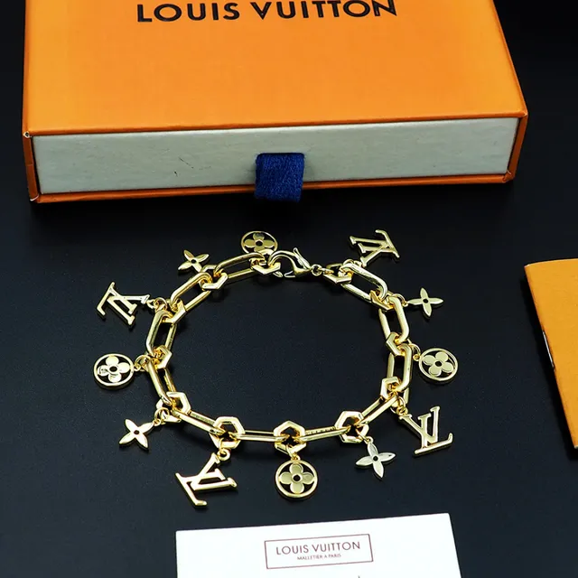 Louis Vuitton Monogram Charm Bracelet Gold-Tone Metal Bracelet 6