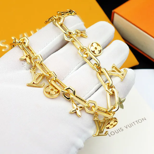 Louis Vuitton Monogram Charm Bracelet Gold-Tone Metal Bracelet 7