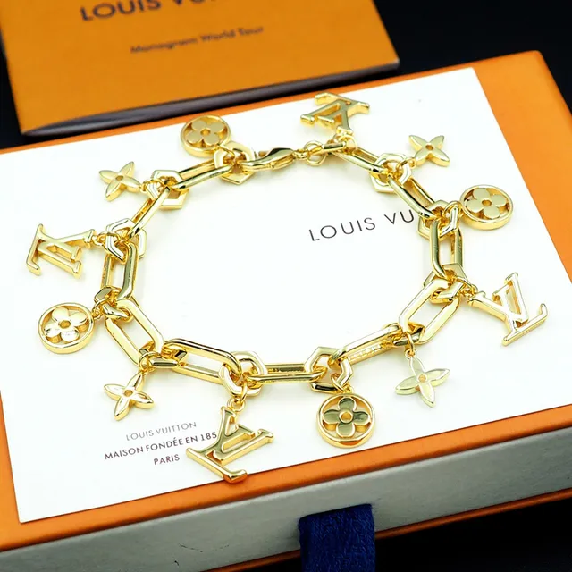 Louis Vuitton Monogram Charm Bracelet Gold-Tone Metal Bracelet 9