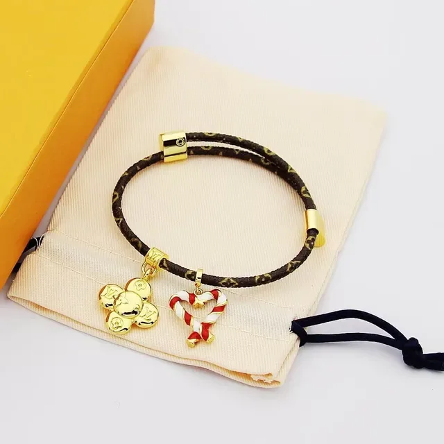 Louis Vuitton Monogram Cord Bracelet Brown Gold Braided Hardware Bracelet 5