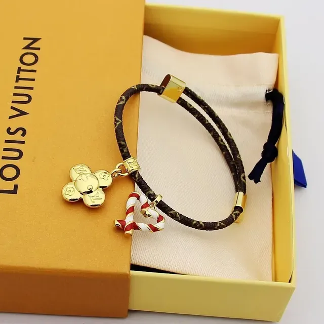 Louis Vuitton Monogram Cord Bracelet Brown Gold Braided Hardware Bracelet 6