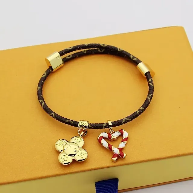 Louis Vuitton Monogram Cord Bracelet Brown Gold Braided Hardware Bracelet 7