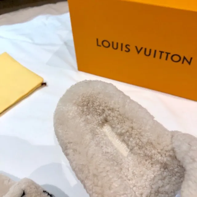 Louis Vuitton Monogram-Embroidered Fluffy Slippers 3