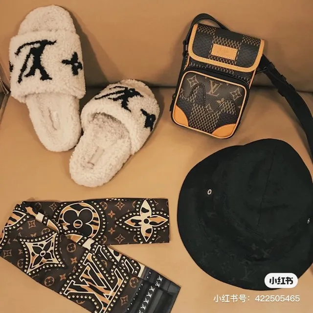 Louis Vuitton Monogram-Embroidered Fluffy Slippers 5
