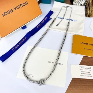 Louis Vuitton Monogram Engraved Link Chain Necklace