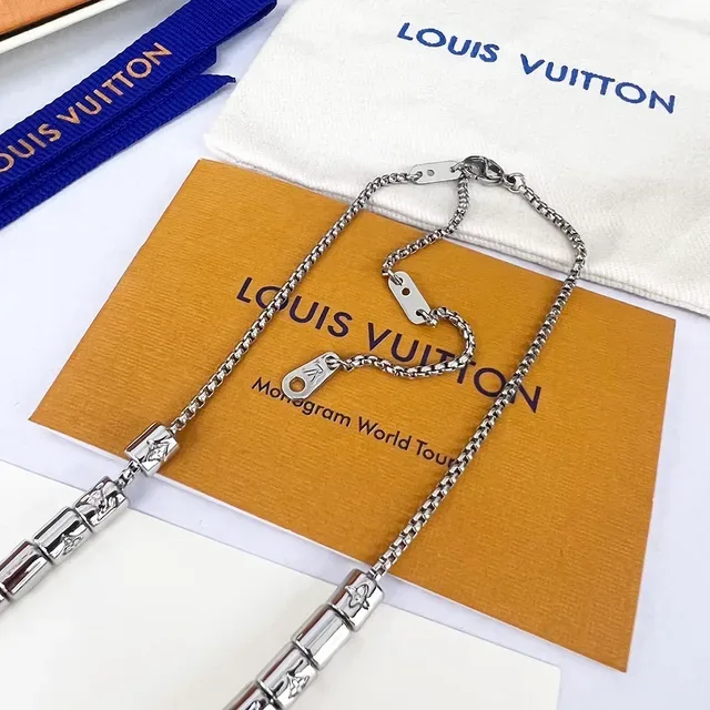 Louis Vuitton Monogram Engraved Link Chain Necklace 8
