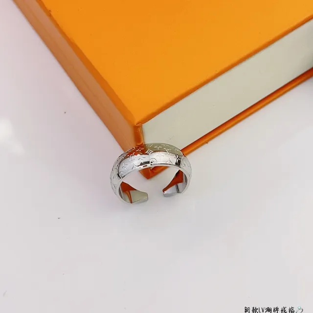 Louis Vuitton Monogram Engraved Open-Band Silver Ring 2