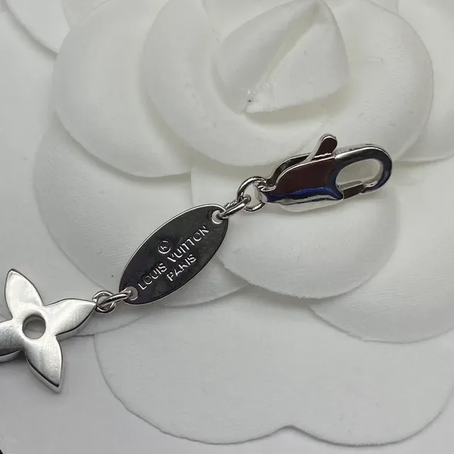 Louis Vuitton Monogram Flower Charm Silver-Tone Crystal Bracelet 2