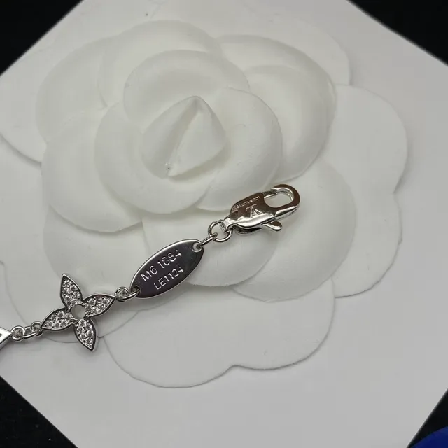 Louis Vuitton Monogram Flower Charm Silver-Tone Crystal Bracelet 3