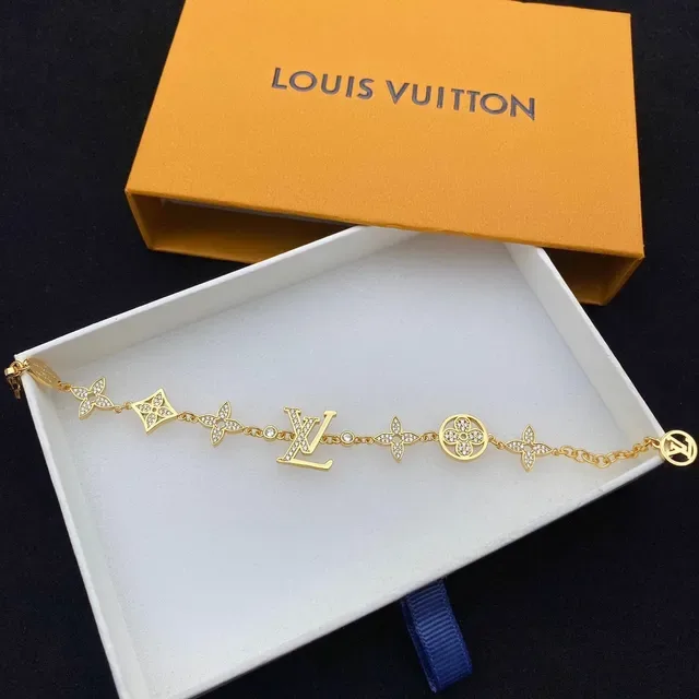 Louis Vuitton Monogram Flower Charm Silver-Tone Crystal Bracelet 8