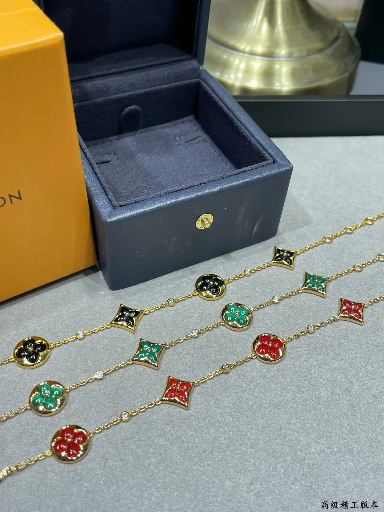 Louis Vuitton Monogram Flower Enamel Necklace Gold Multicolor Necklaces 1