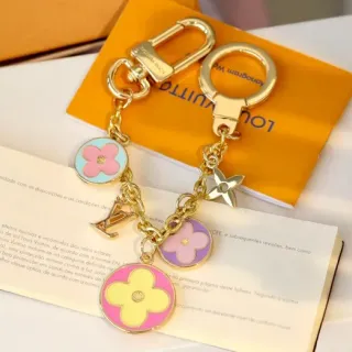 Louis Vuitton Monogram Flower Multicolor Gold Metal Enamel Charms Bracelet