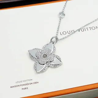 Louis Vuitton Monogram Flower Pavé Crystal Silver-Tone Necklace