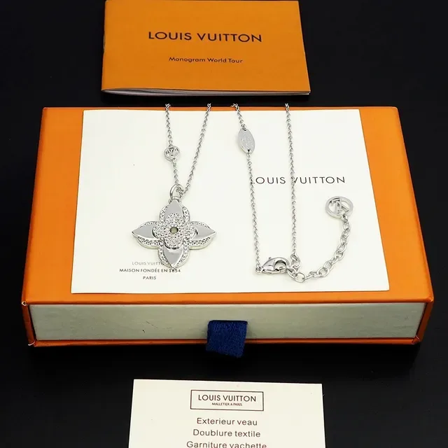 Louis Vuitton Monogram Flower Pavé Crystal Silver-Tone Necklace 2