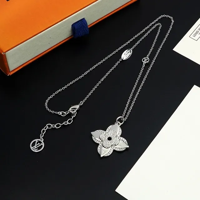 Louis Vuitton Monogram Flower Pavé Crystal Silver-Tone Necklace 10