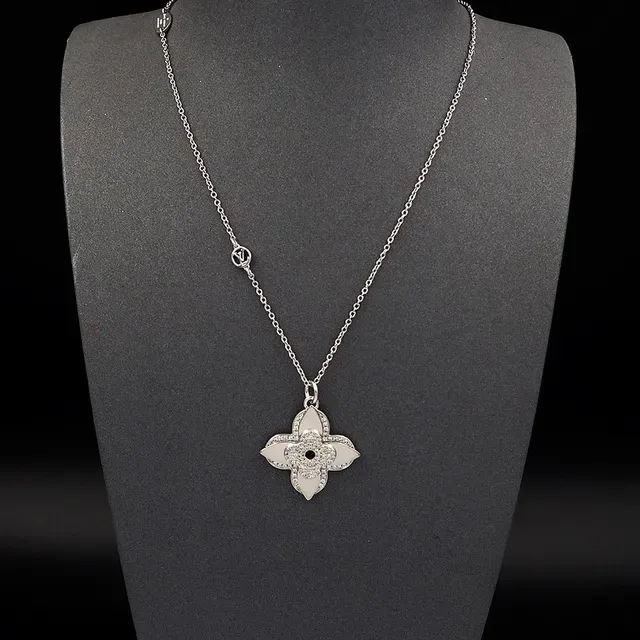 Louis Vuitton Monogram Flower Pavé Crystal Silver-Tone Necklace 11