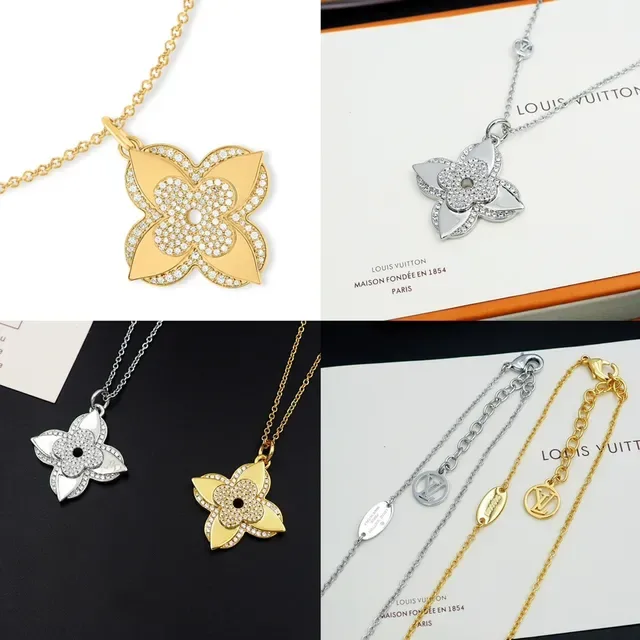 Louis Vuitton Monogram Flower Pavé Crystal Silver-Tone Necklace 12
