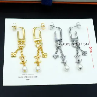 Louis Vuitton Monogram Flower Pearl Drop Earrings