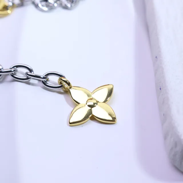 Louis Vuitton Monogram Flower Two-Tone Chain Necklace 2