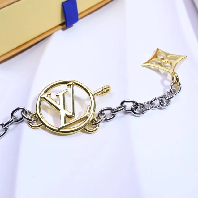 Louis Vuitton Monogram Flower Two-Tone Chain Necklace 3